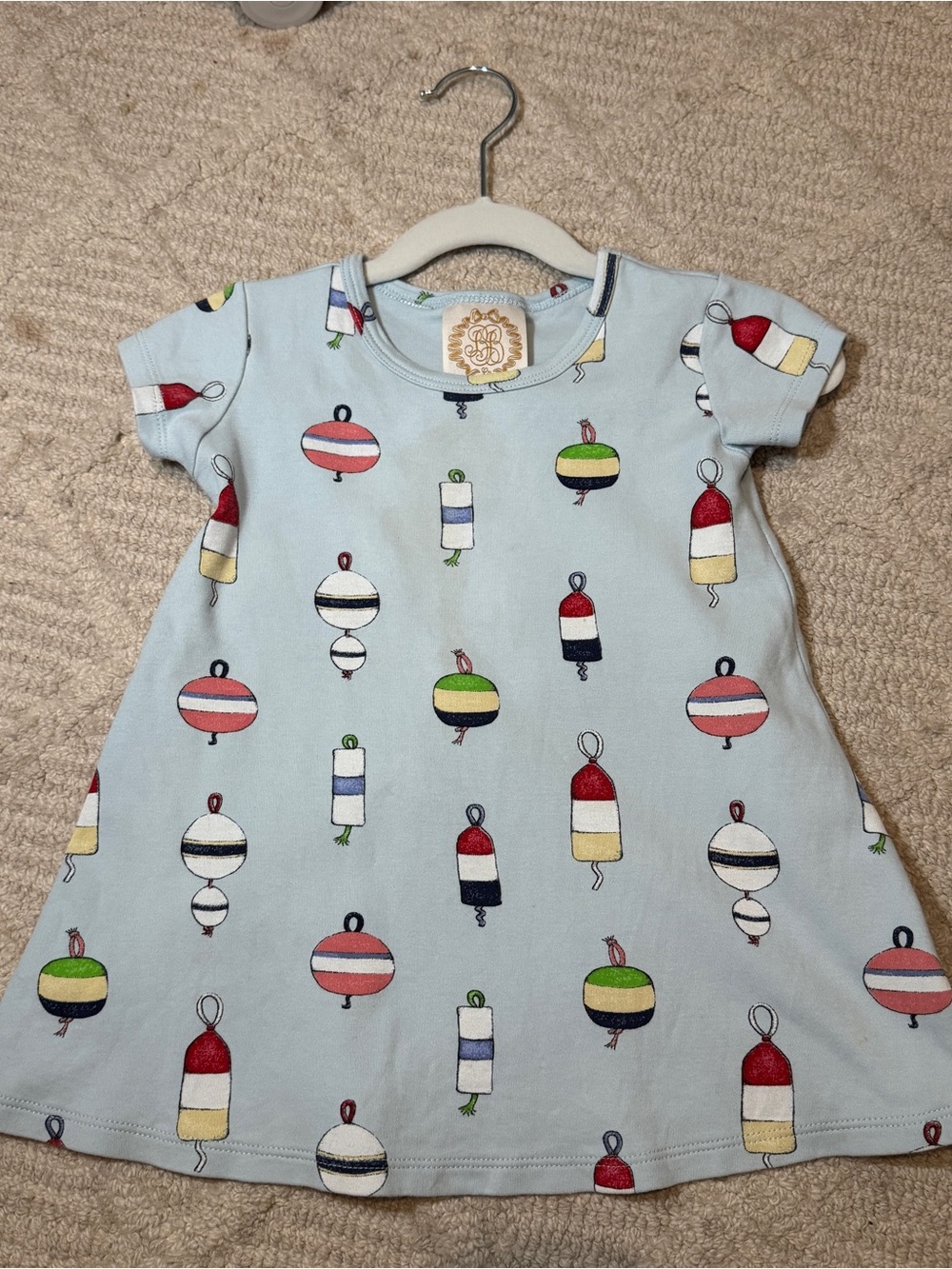 The Beaufort Bonnet Company Polly Play Dress in the "Winding Bay Buoy” print